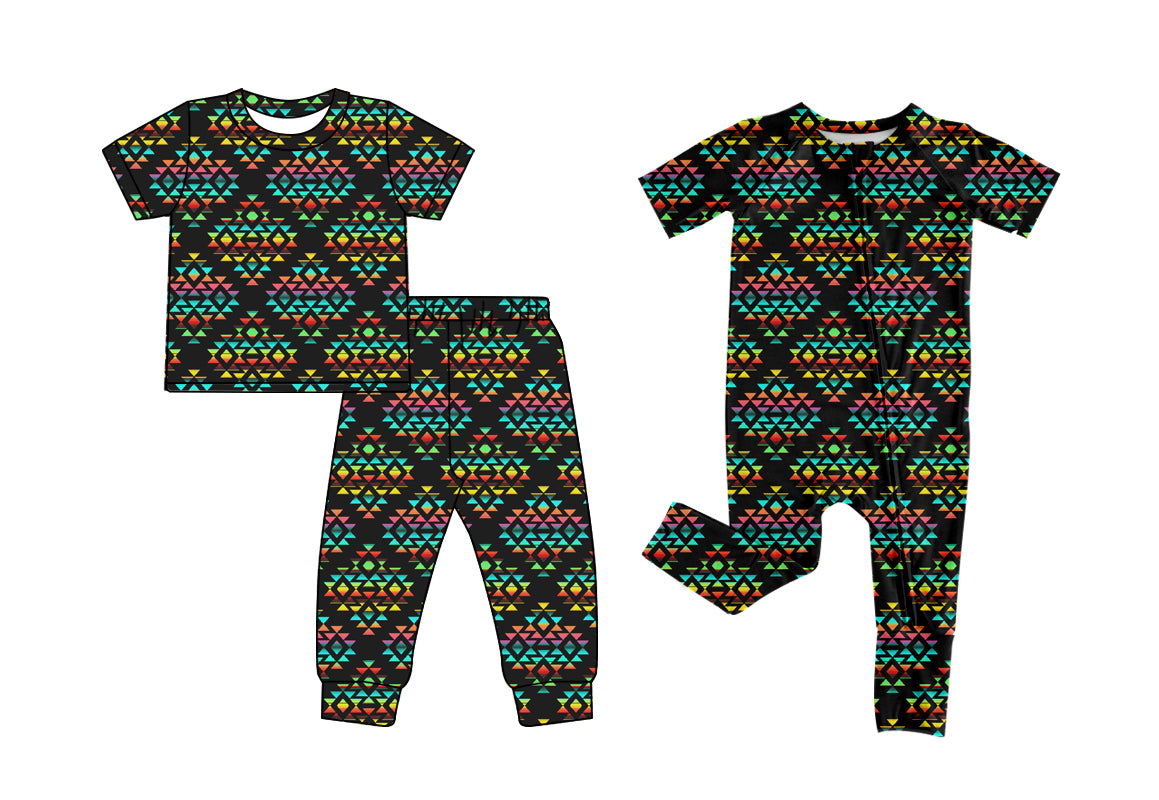 25.12.5 custom each style moq 5 eta 6-8week Sibling Sisters geometric baby boy clothes short sleeve pants sets and romper match family design