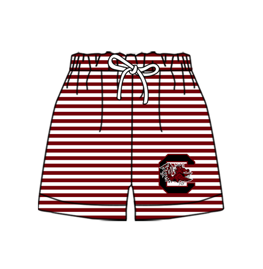Custom moq 5 mix size milk silk summer teams Baby Red Striped Drawstring Shorts for Children Elastic Waist Kids Summer Shorts