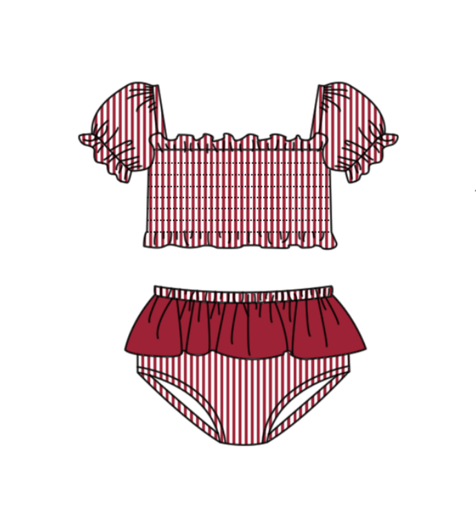 Custom moq 5 mix size milk silk summer teams baby girl boys clothes Red Two-Piece Swimsuit Set One Piece Swimsuits boy swim trunks