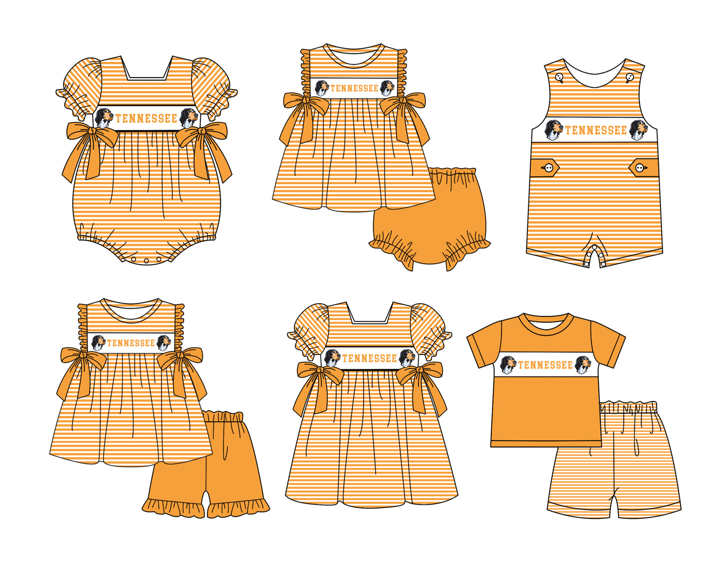 Custom moq 5 mix size milk silk summer teams baby girl boys clothes orange short sleeve shorts sets 2 and brief sets and dress and rompers 2 series