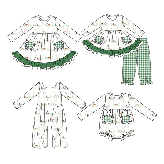 25.6.6 custom each style moq 5eta 4-6week Sibling Sisters duck baby girl long sleeve pants sets and dress and rompers and jumpsuit match family design