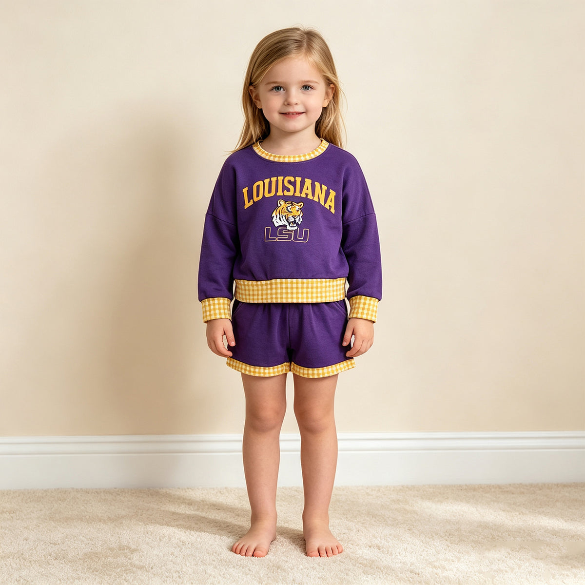 NEW RTS NO MOQ Vinyl GLS0166 Baby Boys Vinyl Long Sleeve Top Short Team Clothes Set