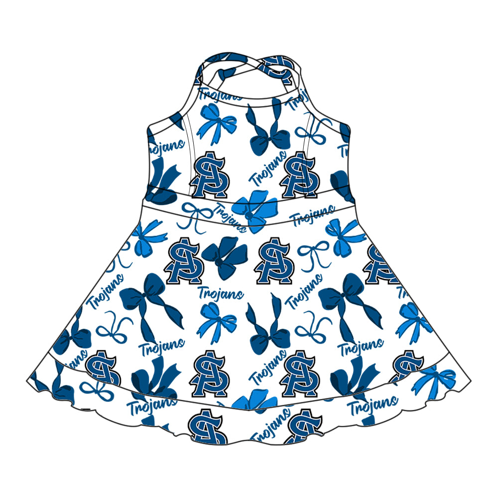Custom moq 5 mix size milk silk summer teams baby girls clothes bow blue hooded long sleeve pants sets and skirts sets and dress and jumpsuit and top-25.7.29