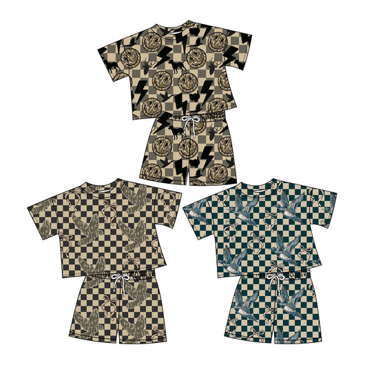 25.10.2 custom each style moq 5eta 4-6week Sibling Sister camouflage duck baby short sleeve shorts sets 3 match design