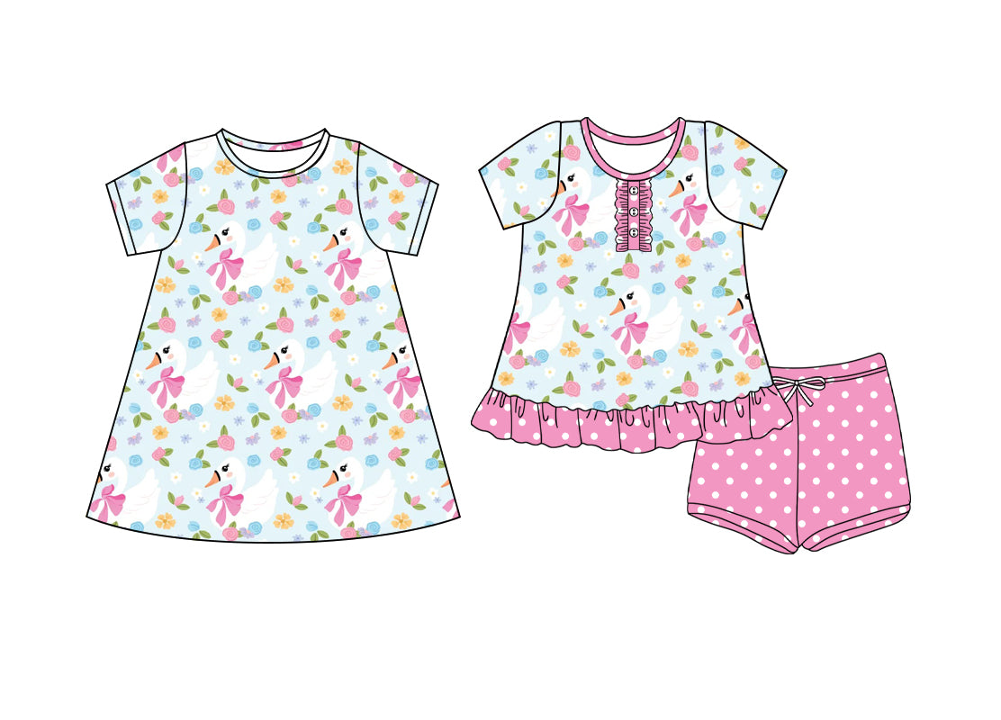 25.5.23 custom each style moq 5eta 4-6week Sibling Sister bow baby girl short sleeve shorts sets and dresses match design