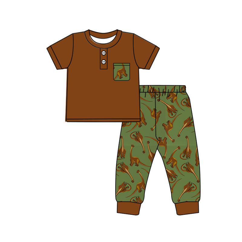10.15 custom each style moq 5eta 4-6week Sibling Sister dinosaur baby boys short sleeve sets and rompers match design