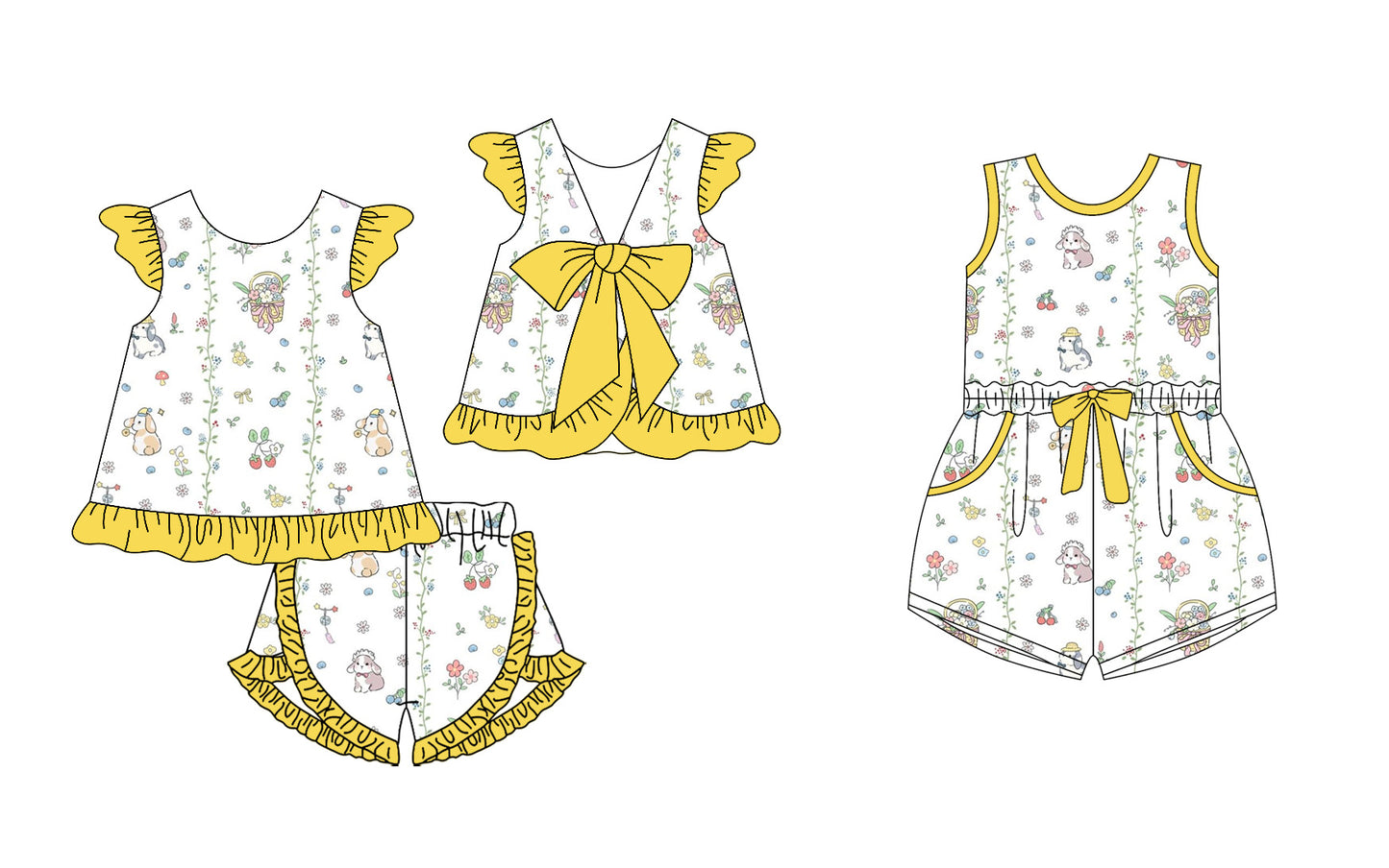 25.12.23 custom each style moq 5 eta 6-8week Sibling Sister floral baby short sleeve shorts sets and jumpsuit match design