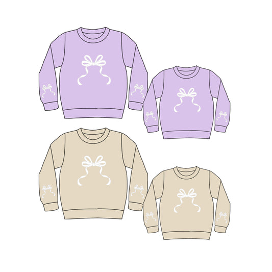 25.9.14 custom each style moq 5eta 4-6week Sibling Sister bow baby long sleeve top 2 and adult top 2 match design