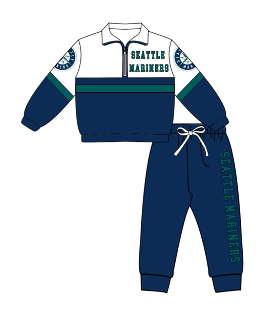 Custom moq 5 mix size yoga fabric navy blue zip-up jacket, long-sleeved shirt, and trousers set