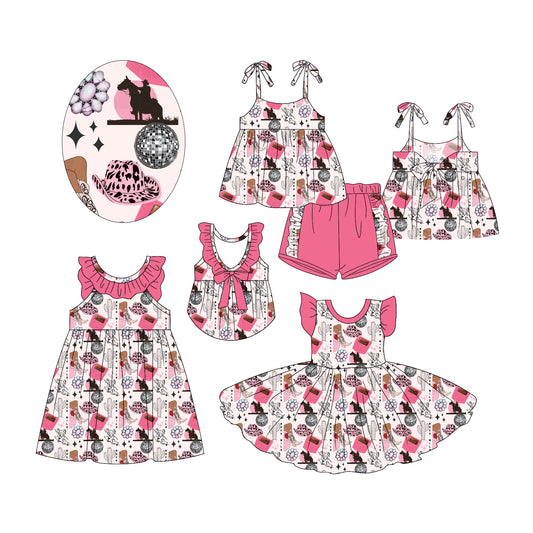 2.18 custom each style moq 5eta 4-6week Sibling Sister boots catcus baby girl short sleeve shorts sets and dress and dress 2 match design