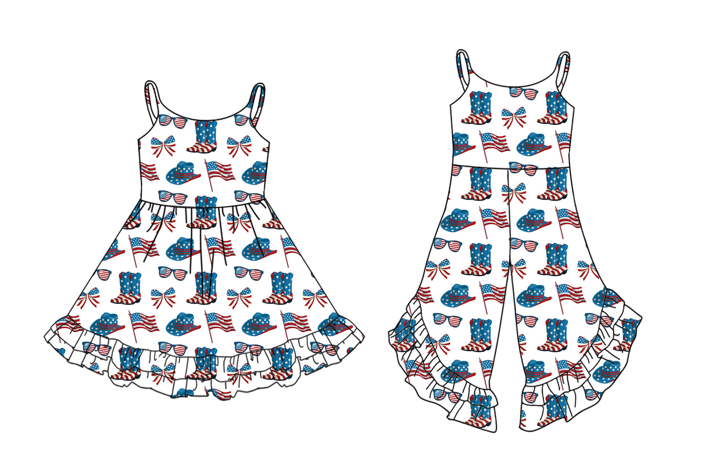 2.27 custom each style moq 5eta 4-6week Sibling Sister flag bow baby girl dress and jumpsuit match family design