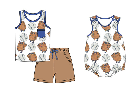 2.20 custom each style moq 5eta 4-6week Sibling Sister baseball baby girls short sleeve shorts sets and romper match design