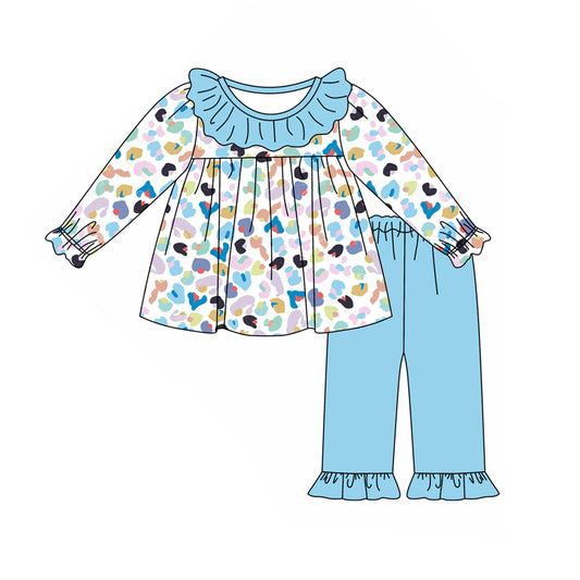 9.24 custom each style moq 5eta 4-6week Sibling Sister colorful leopard baby girl sets and dress and rompers match family design