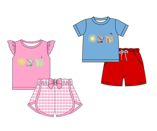 25.10.27 custom each style moq 5 eta 6-8week Sibling Sister baby short sleeve shorts sets 2 match design