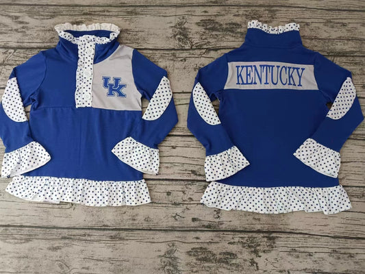 uk girls blue cotton top  pullovers
