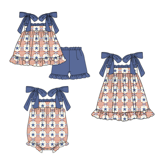 3.21 Custom moq 5 mix size Sibling Cute Clothes Baby Girl's Stripe  Strap Top And Short Set Matching Romper Dress for Summer