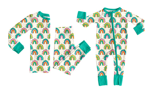 25.8.19 custom each style moq 5eta 4-6week Sibling Sister rainbow baby boy long sleeve pants sets and rompers match family design