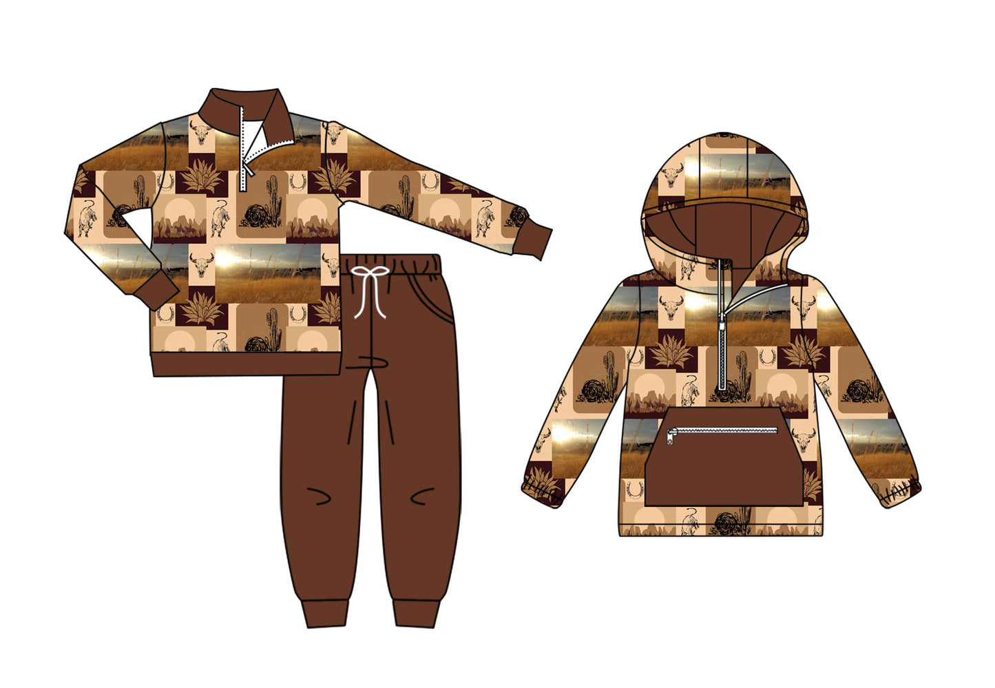 25.9.2 custom each style moq 5eta 4-6week Sibling Sisters catcus baby boy long sleeve pants sets and top match family design