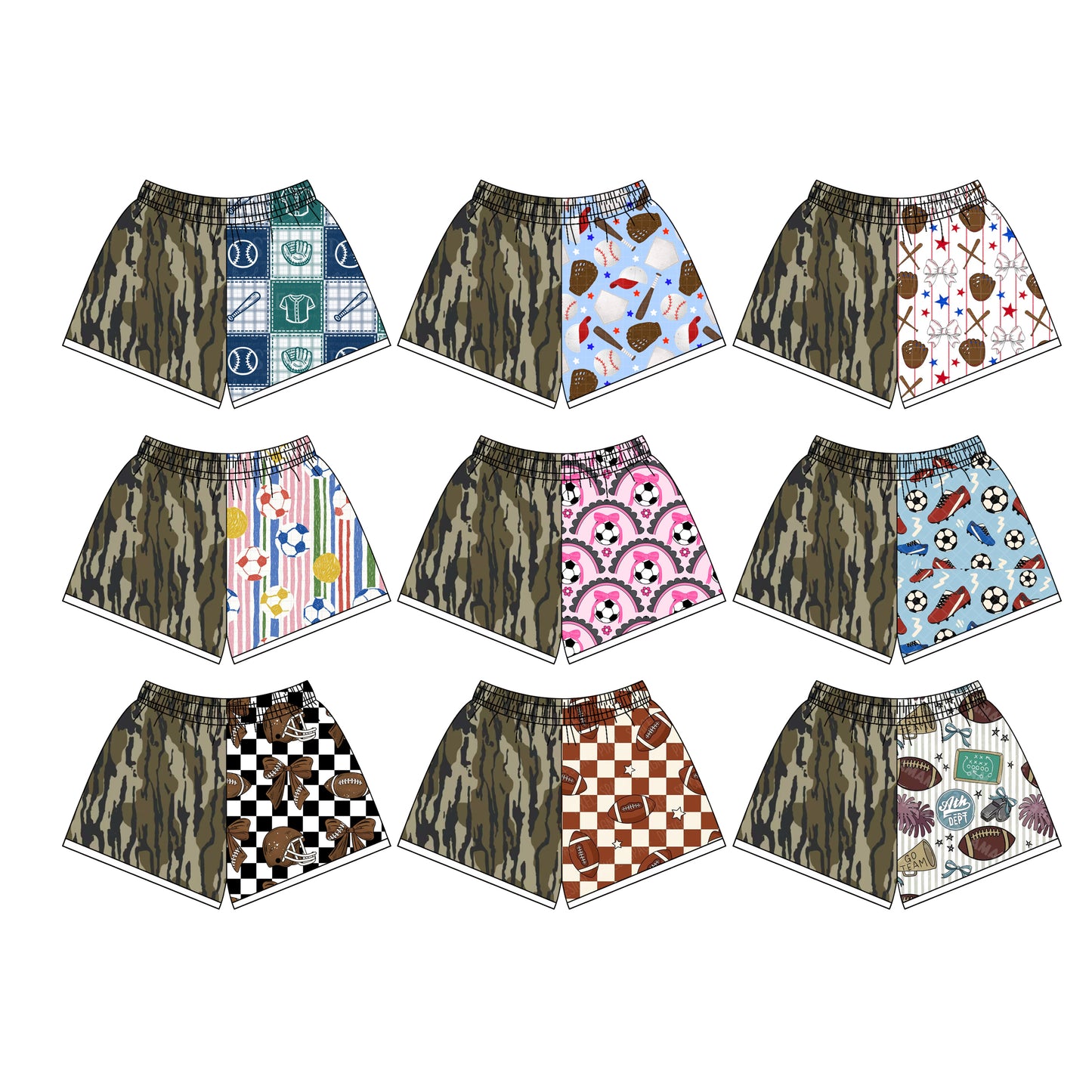 4.10  Custom moq 5 mix size Baby Girls Camo Short Bottoms Summer Clothing