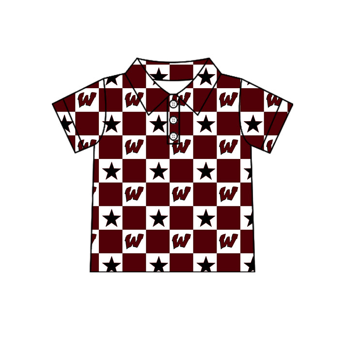 Custom moq 5 mix size milk silk summer teams Baby Girl Dark Red Sleeveless Top Skirts Set Dress And Shorts Yoga Checked Outfit Boy's Checked Short-Sleeved Polo Shirt And Romper