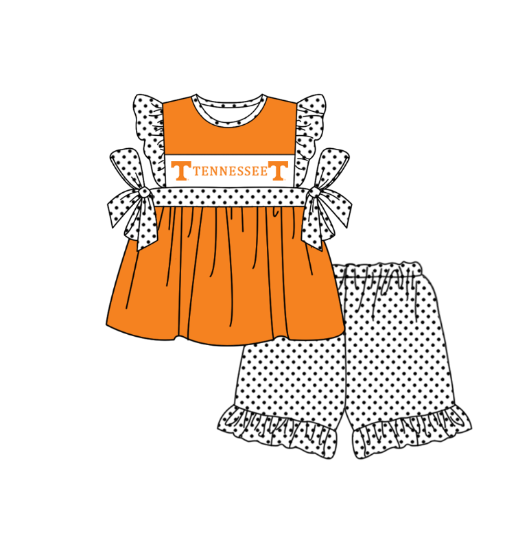 Custom moq 5 mix size milk silk summer teams baby girl boys clothes orange short sleeve shorts sets 2  and dress and rompers 2 series