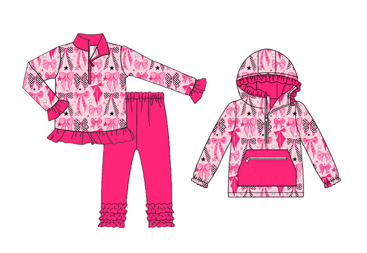 25.9.24 custom each style moq 8 eta 6-8week Sibling Sisters bow baby girl long sleeve pants sets and top match family design