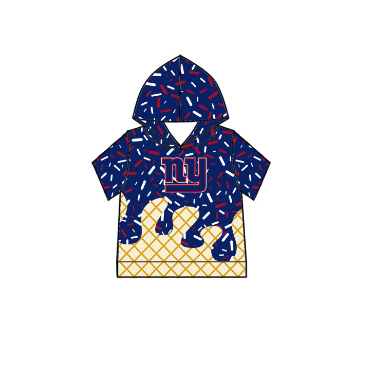 Custom summer teams baby girls clothes team dark blue hooded long sleeve tops and short sleeve top and dress and pants and shorts-25.6.12