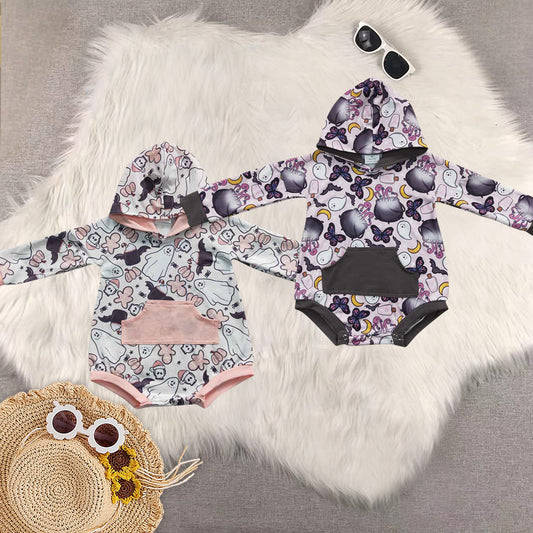 RTS NO MOQ Baby girl clothes halloween hooded long Sleeve Romper Mixed Sizes