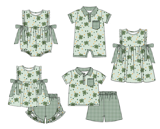12.3 custom each style moq 5eta 4-6week Sibling Sister baby girl short sleeve shorts sets and sets 2 and girls romper and boy romper and dress match design