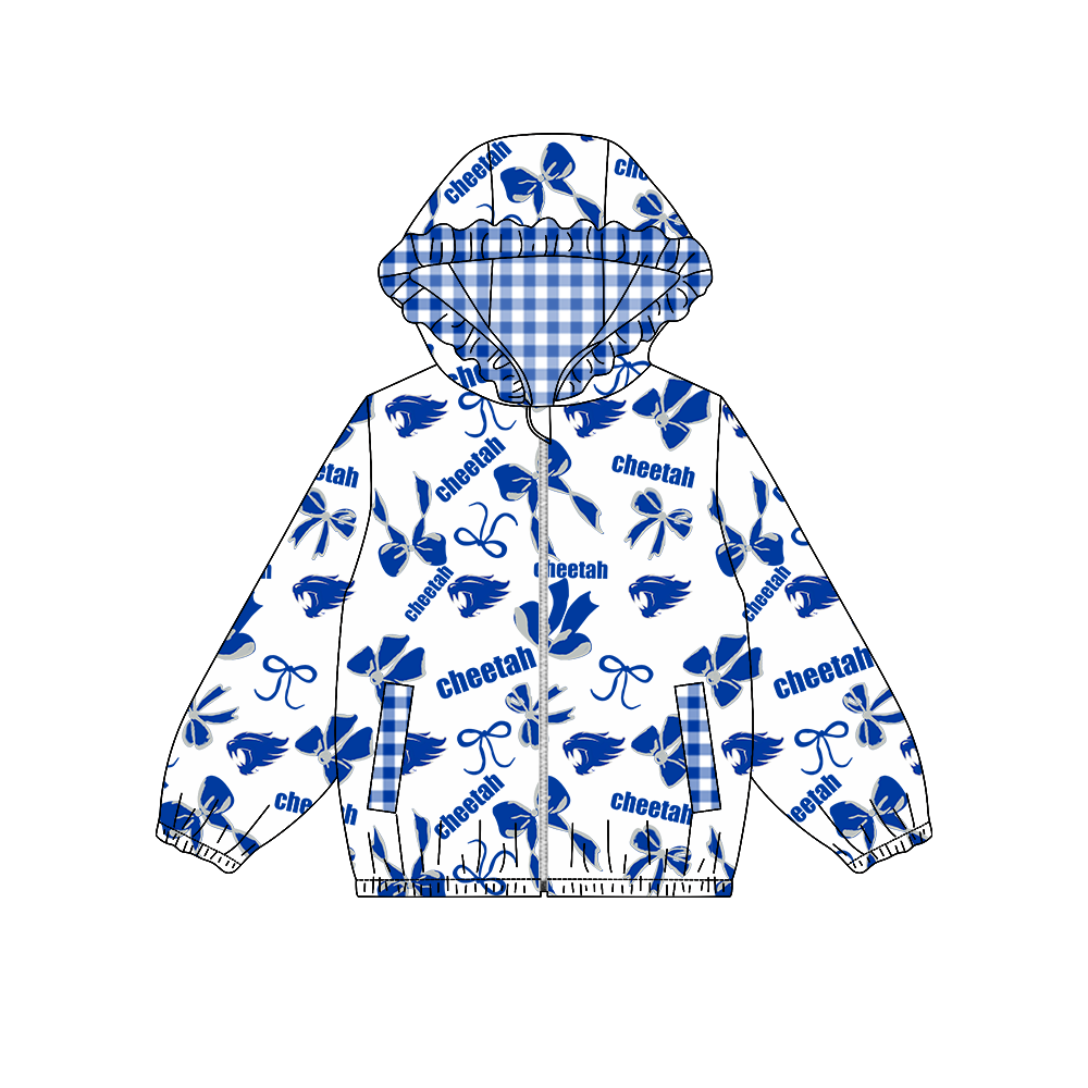custom moq 5 mix size MSD072303 Baby Girls Bow Print Long Sleeve Zipper Hooded Team Casual Jacket Top