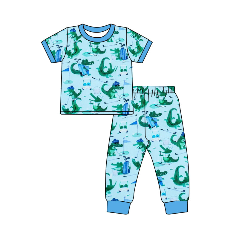 10.23 custom each style moq 5eta 4-6week Sibling Sister dinosaur green baby girls short sleeve sets and rompers match design