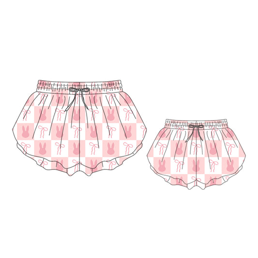 26.1.17 custom each style moq 5eta 4-6week Sibling Sister bow bunny adult clothes and kids shorts and adult shorts match design