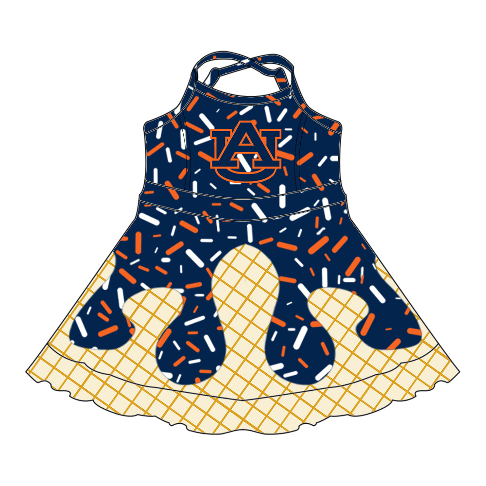 Custom summer teams baby girls clothes team dark blue hooded long sleeve tops and short sleeve top and dress and pants and shorts-25.5.27