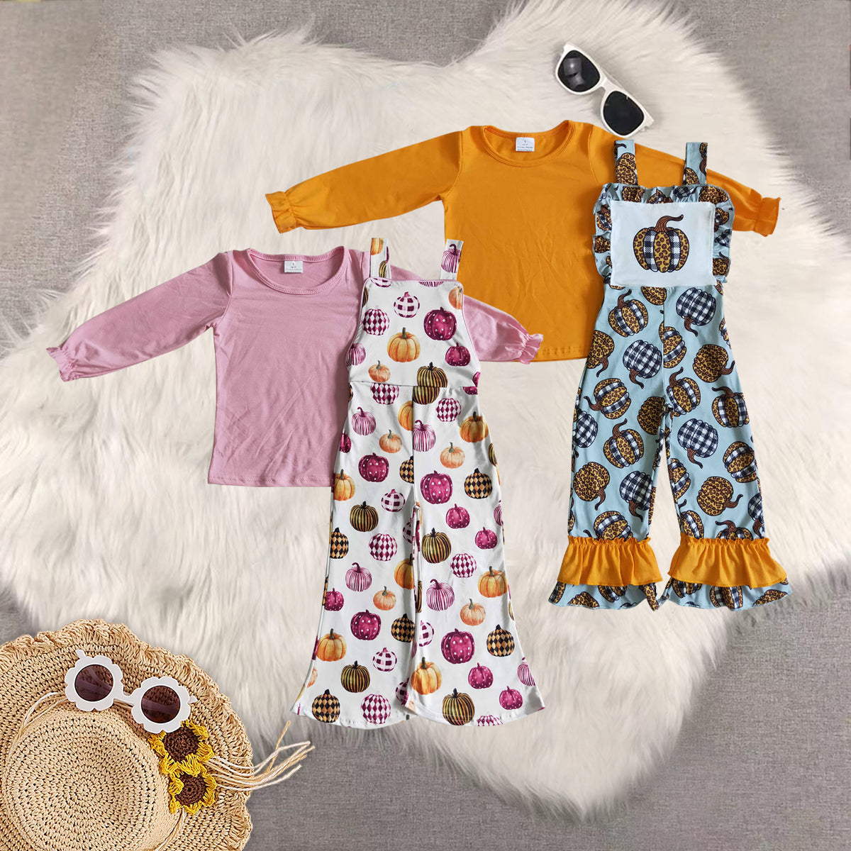 RTS NO MOQ Sibling Baby Girls halloween Long Sleeve Pants Set