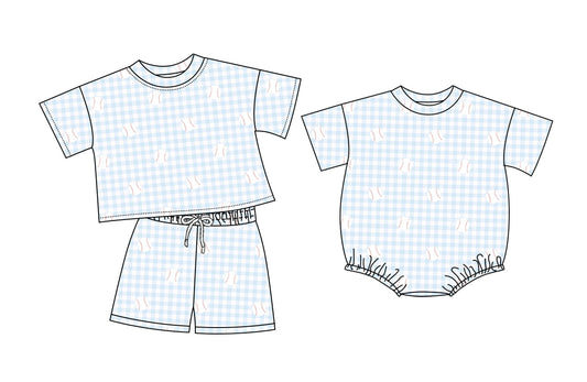 26.1.12 custom each style moq 5 eta 6-8week Sibling Sister baseball baby girl short sleeve shorts sets and romper match design