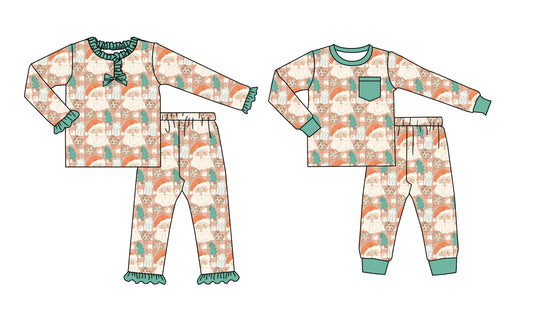 25.8.20 custom each style moq 5 eta 4-6week Sibling Sisters Christmas baby girl long sleeve pants sets 2