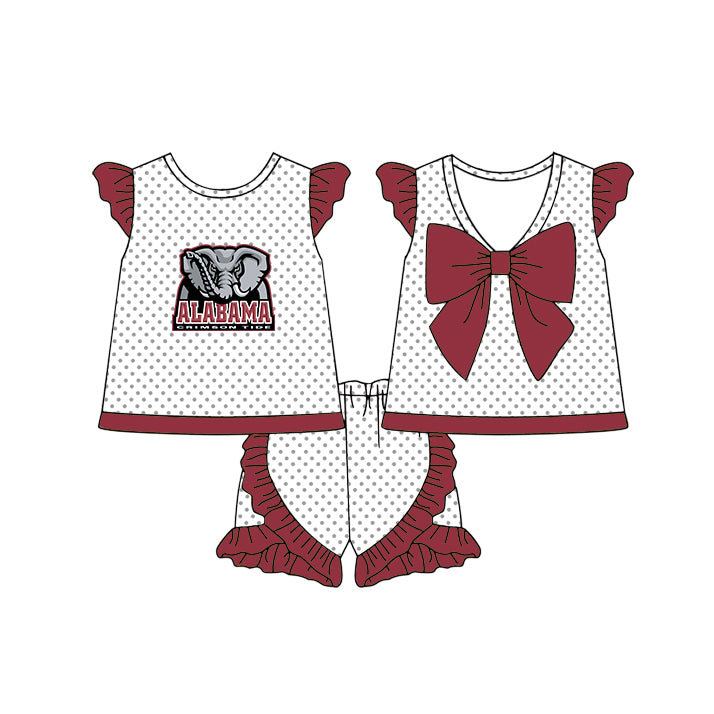 Custom moq 5 mix size milk silk summer teams Girls Long Sleeve Dark Red Top Matching Short Sleeve Set Boys Tops