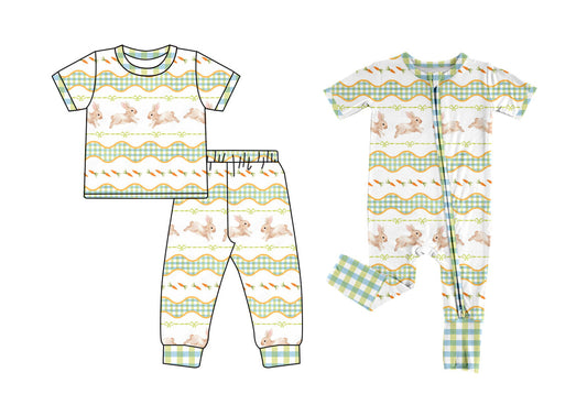 25.10.9 custom each style moq 8 eta 6-8week Sibling Sisters bunny bow carrot baby boy clothes short sleeve pants sets and romper match family design