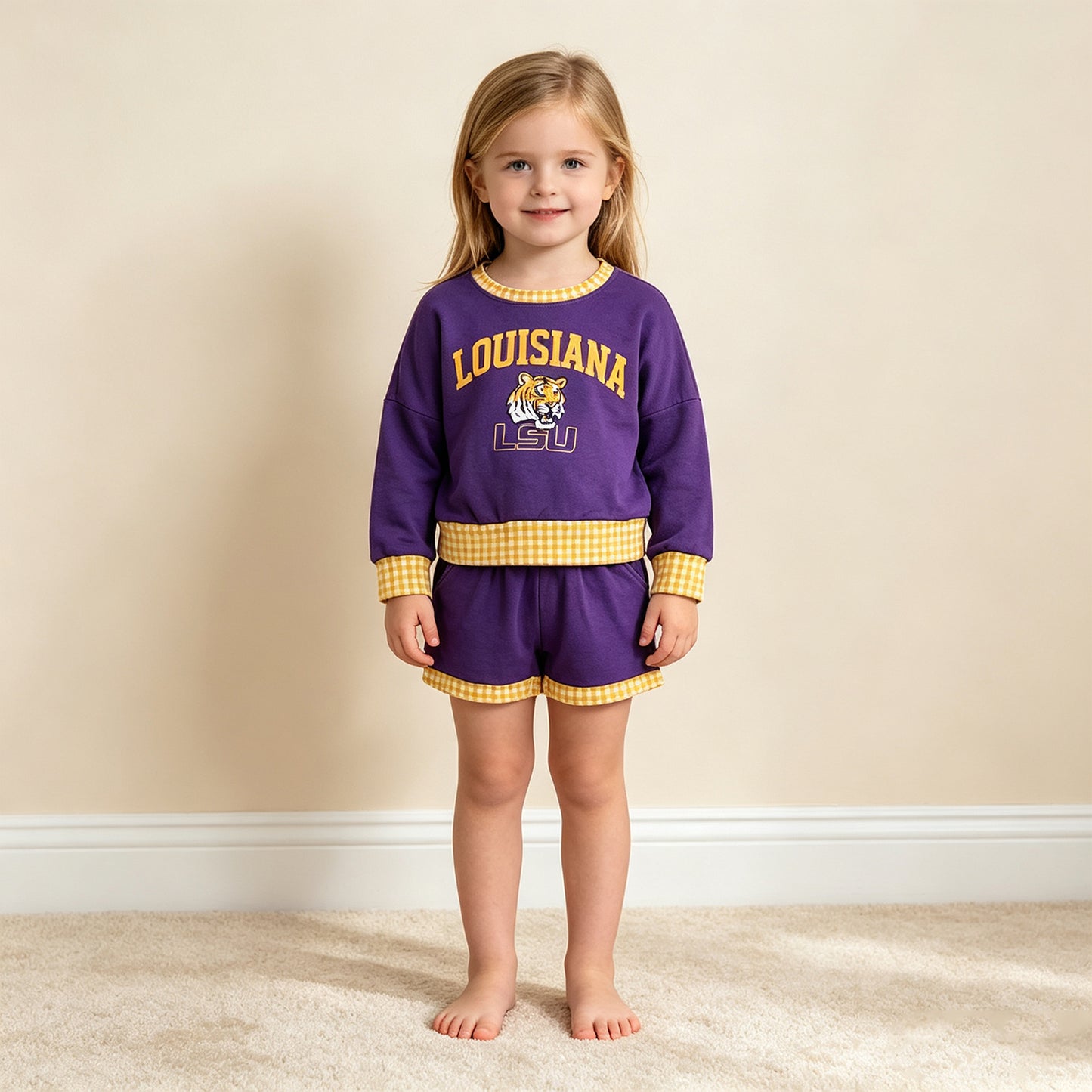 NEW RTS NO MOQ Vinyl GLS0166 Baby Boys Vinyl Long Sleeve Top Short Team Set