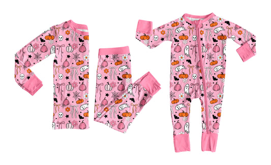 25.7.4 custom each style moq 5eta 4-6week Sibling Sisters pumpkin bow baby girl long sleeve pants sets and rompers match family design