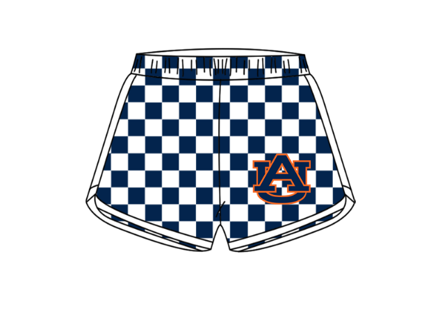 Custom moq 5 mix size milk silk summer teams Boy's Navy Blue Short-Sleeved Shirt And Plaid Shorts Set Girl's Two Short-Sleeved Outfits with Matching Swimsuits Adult Shorts