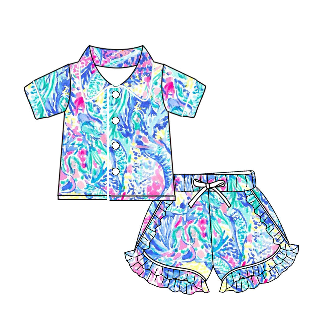 10.21 custom each style moq 5eta 4-6week baby kids clothes pattern blue short sleeve shorts pajamas sets