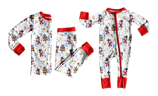 25.6.27 custom each style moq 5eta 4-6week Sibling Sisters snowman baby boy long sleeve pants sets and rompers match family design