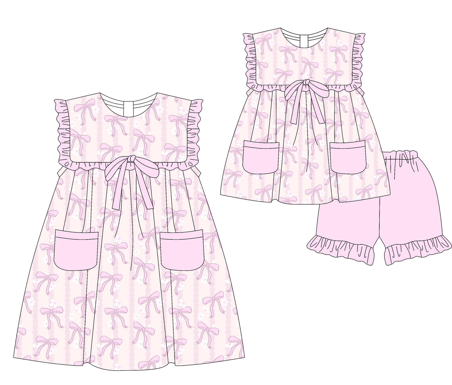 3.19 Custom moq 5 mix size Sibling Baby Girl's Sleeveless Pink Top And Shorts Set Cute Dress for Summer