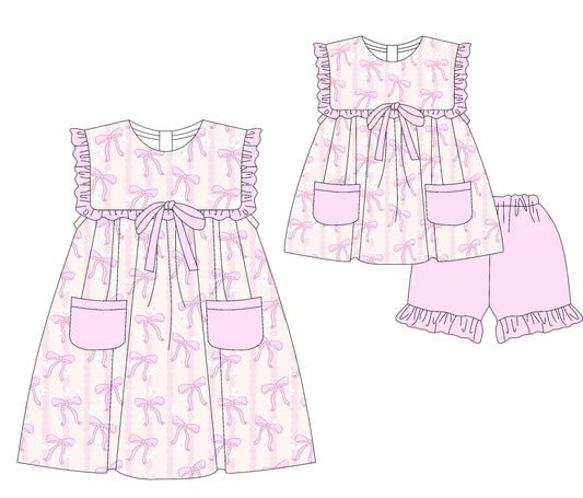3.19 Custom moq 5 mix size Sibling Baby Girl's Sleeveless Pink Top And Shorts Set Cute Dress for Summer