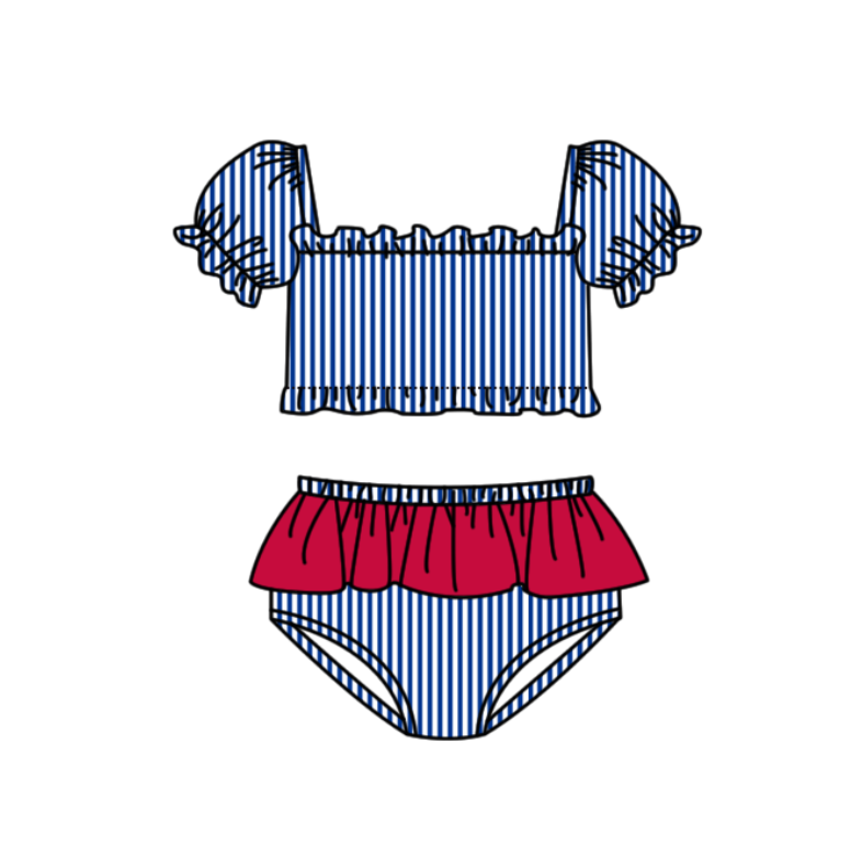 Custom moq 5 mix size milk silk summer teams Blue baby girl boys clothes Two-Piece Swimsuit Set One Piece Swimsuits boy swim trunks