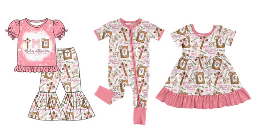 12.5 custom each style moq 5eta 4-6week Sibling Sister easter floral baby girl sets and dress and rompers match family design