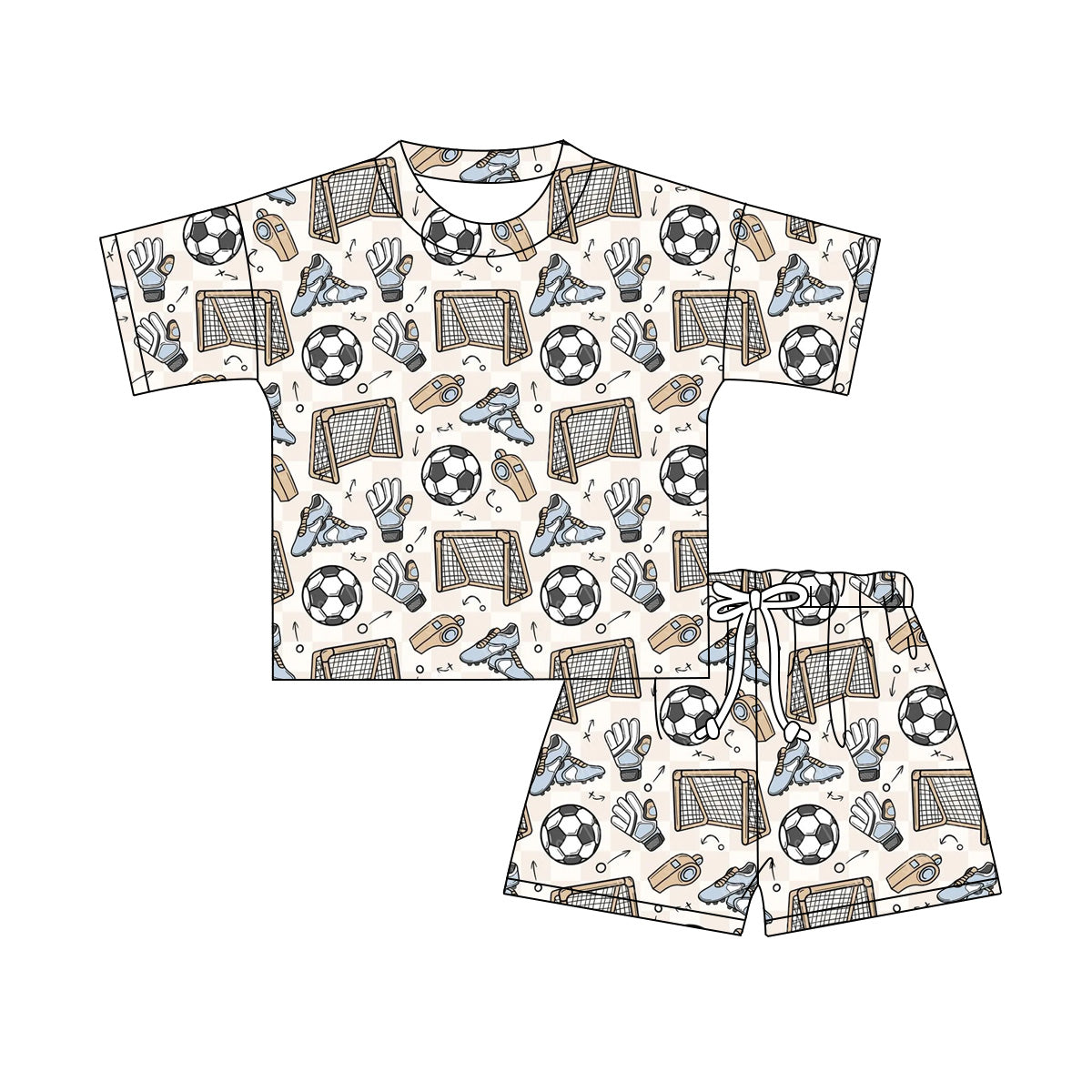 4.2 Custom moq 5 mix size Sibling Baby Footballs Short-Sleeved Top Shorts Set Summer Outfit