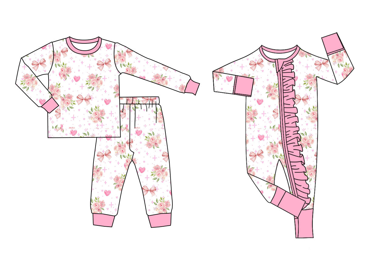 25.11.19 custom each style moq 5 eta 6-8week Sibling Sisters floral bow baby girl clothes long sleeve pants sets and romper match family design