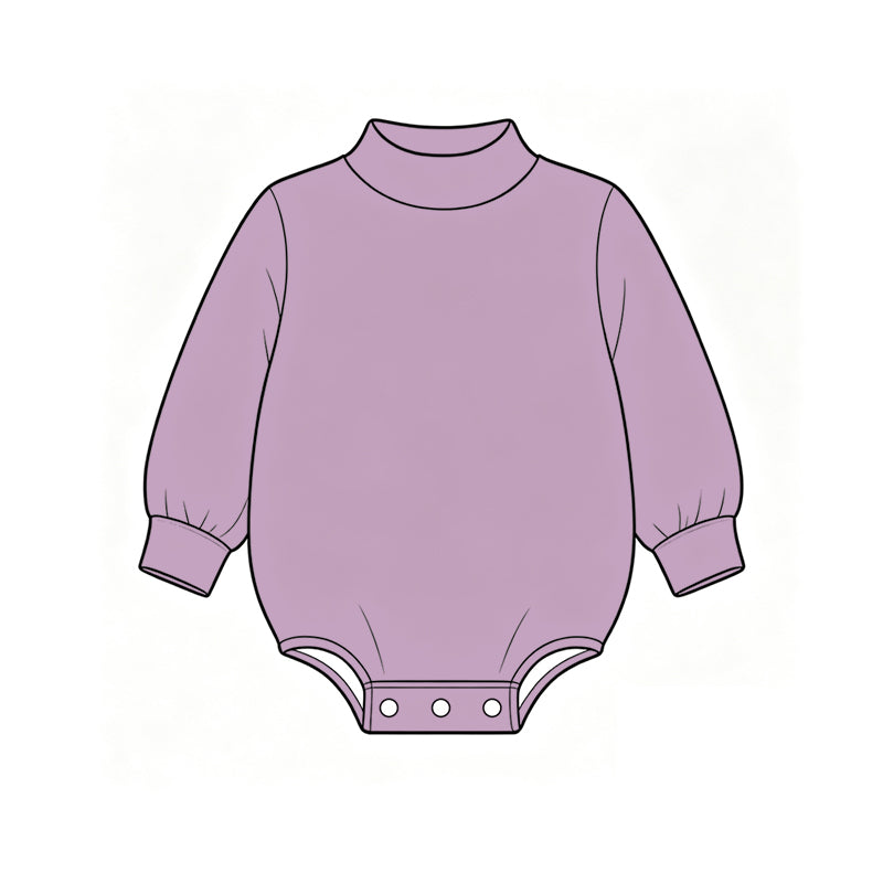 Custom moq 5 boys Blank Cotton Jumpsuit Lavender Long-sleeve high-neck Jumpsuit